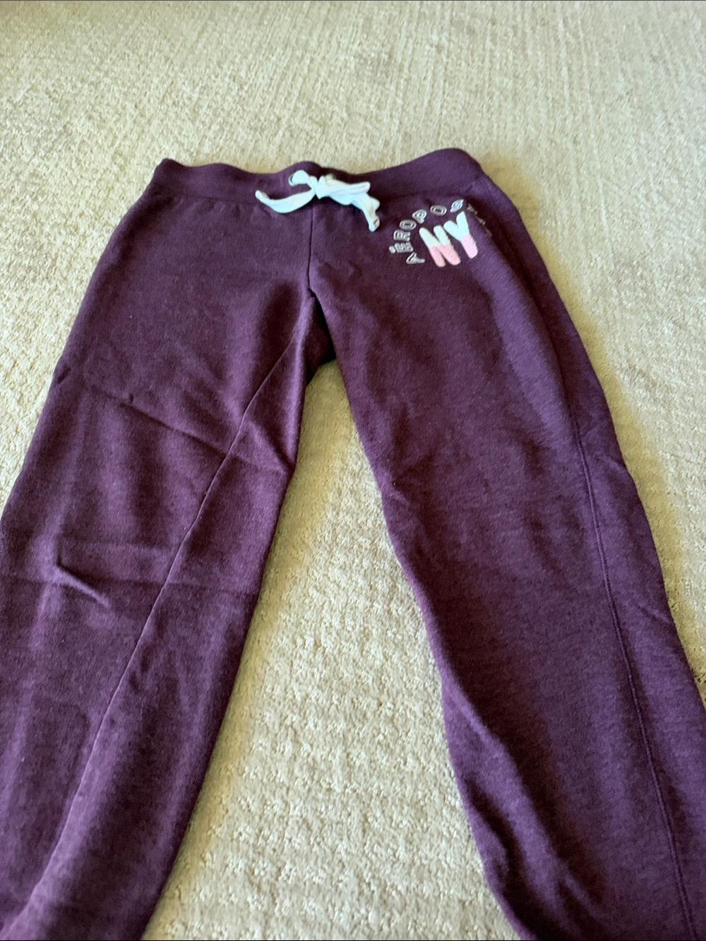Aeropostale Girls Maroon Drawstring NY Joggers